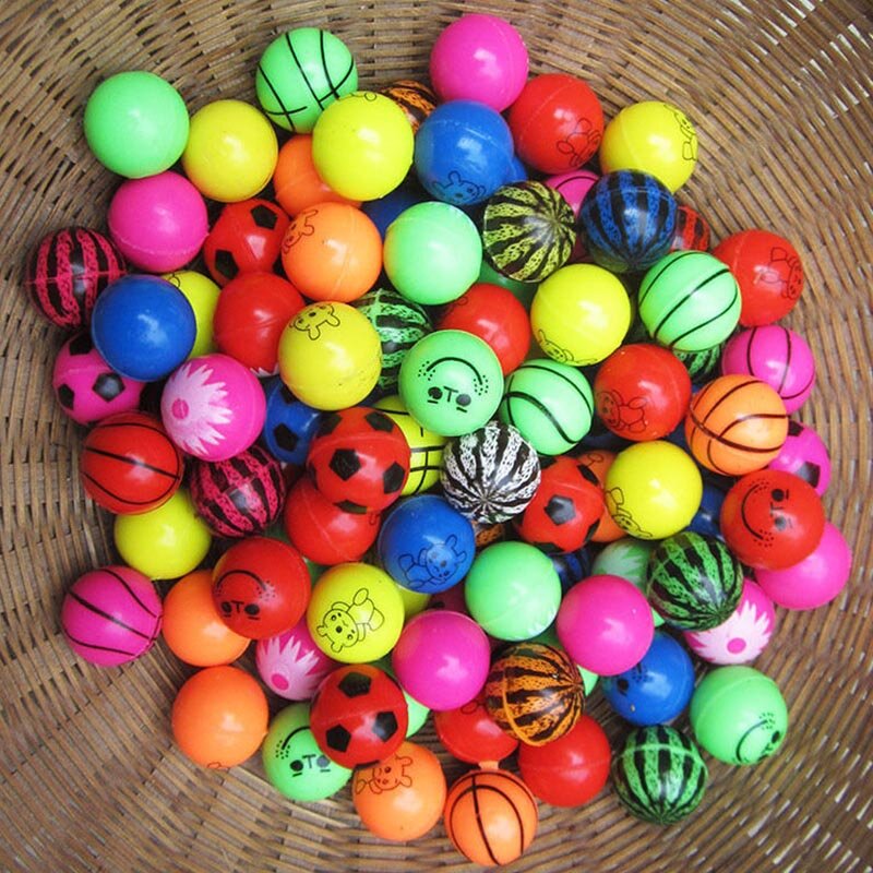Palla rimbalzante mista palline giocattolo divertenti solido galleggiante che rimbalza palla di gomma elastica per bambini di giocattolo gonfiabile 25mm