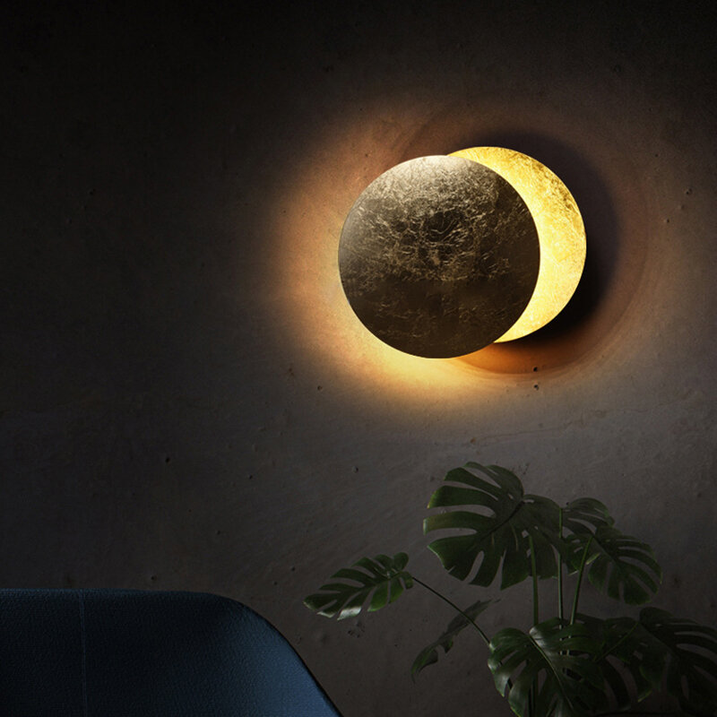 Round Eclipse Lâmpada de parede, iluminação interior cabeceira, corredor moderno e Corredor Decoração, Sala e Quarto