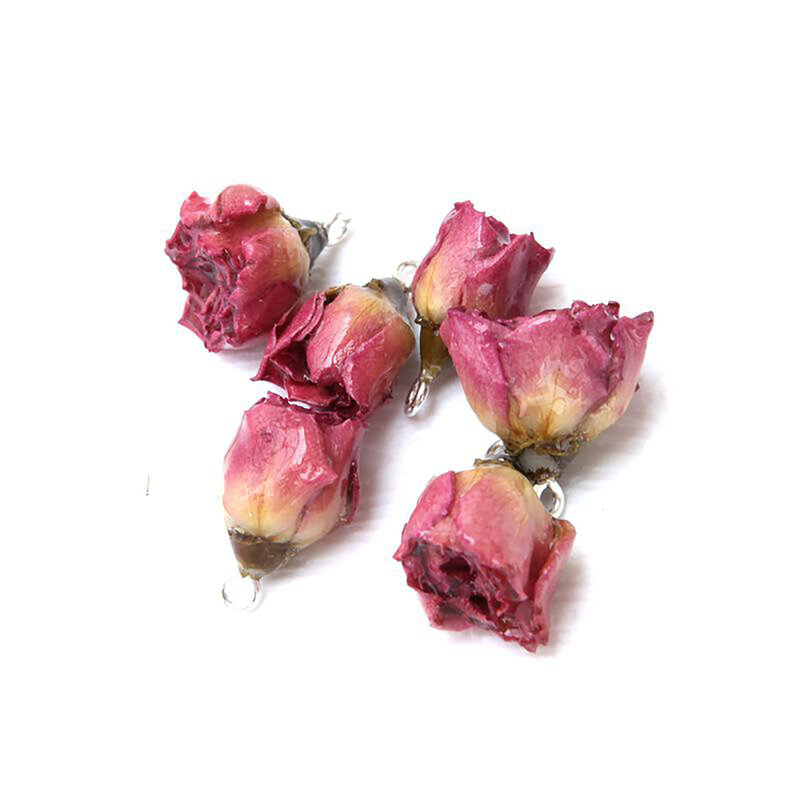 2 PCs Handmade Resin Jewelry Real Flower Charms Petaline Pendants Real Rose Petal Charm For DIY Earring Jewelry Finding Making