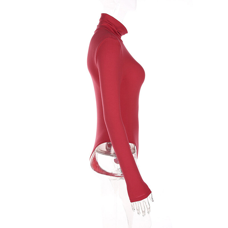 Женское облегающее боди с длинным рукавом, привлекательное базовое боди с высоким воротником, весна-осень 2019