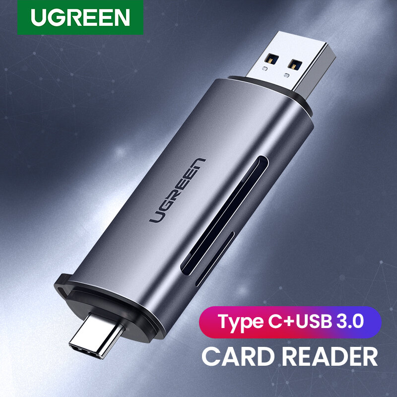 UGREEN เครื่องอ่านการ์ด USB 3.0ประเภท C ไปยัง SD Micro SD TF Adapter สำหรับ PC แล็ปท็อปอุปกรณ์เสริม OTG Cardreader สมาร์ทหน่วยความจำ SD Card Reader