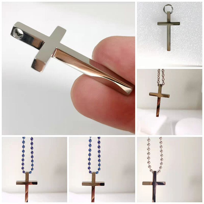 Кулон-крест из чистого титана Ta1/Gr1 для ожерелий и брелоков подходит как для мужчин, так и для женщин, яркий серебристый цвет и не ржавеет