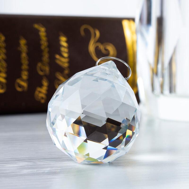 H & D-Lote de 5 piezas de candelabro de cristal facetado transparente de 20mm, Bola de iluminación de prismas colgantes, atrapasueños feng shui, decoración del hogar y boda