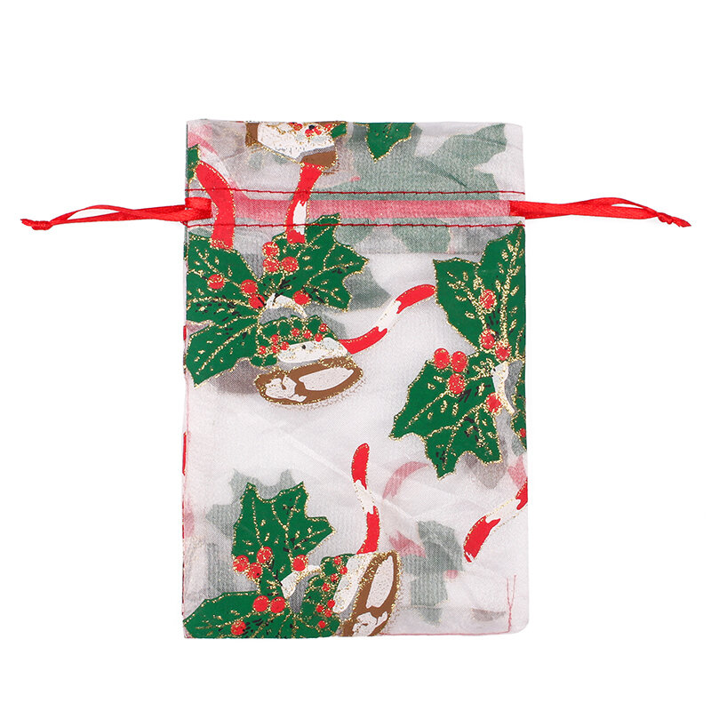 50 PCS 10 x 15cm 13x18cm Christmas Drawstring Organza Gift Bag pouches Party Women's Wedding Candy Shell Chocolate Gift Bag