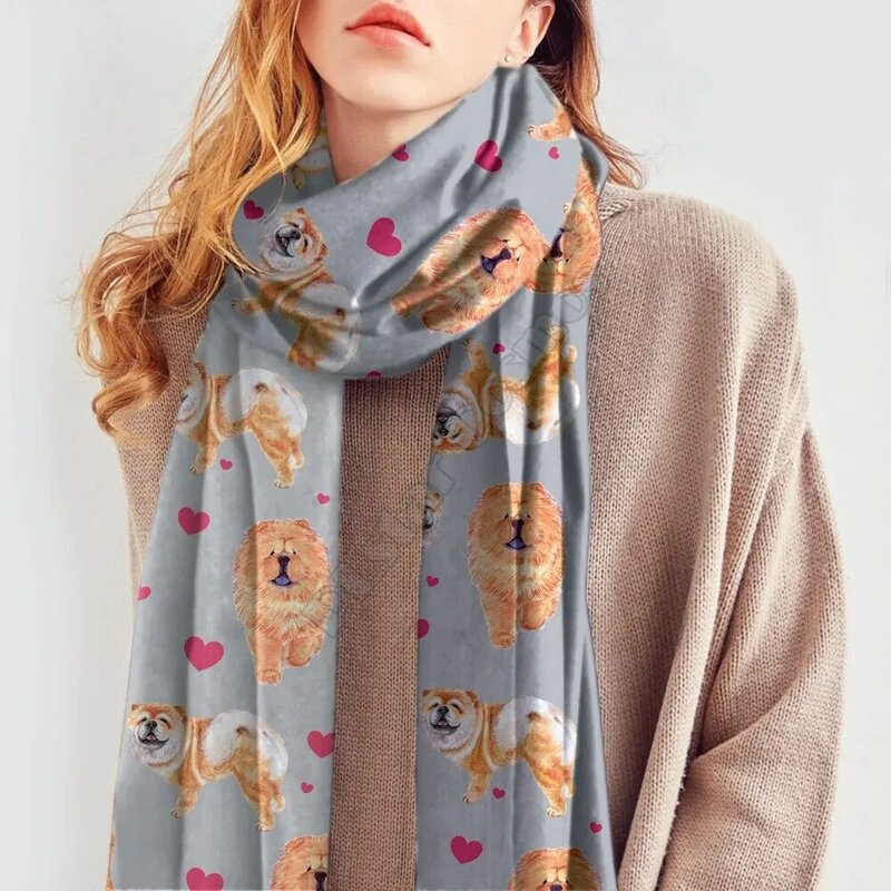 Милый искусственный кашемировый шарф с 3D рисунком, осень и зима, утолщенная теплая забавная шаль для собаки, шарф 02