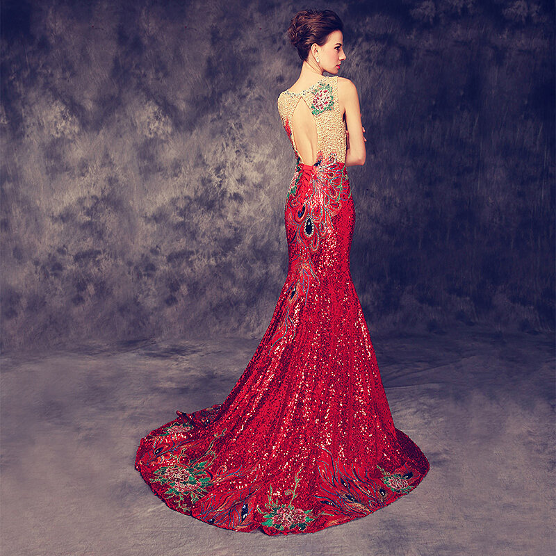 Luksusowe wzory z cekinów Crystal Mermaid suknia wieczorowa Custom Made eleganckie, niebieskie czerwone formalne suknie wieczorowe sukienka ciążowa szaty