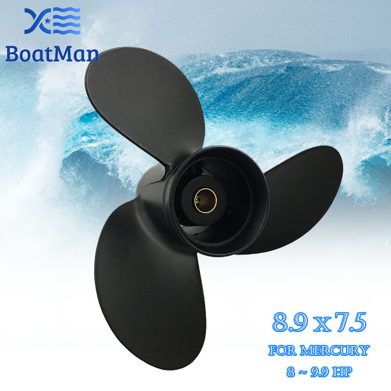 BoatMan® 8.9x7.5 Aluminum Propeller for Mercury Outboard Motor 8HP 9.9HP 12 Tooth Spline 48-897614A10 Boat Parts & Accessories