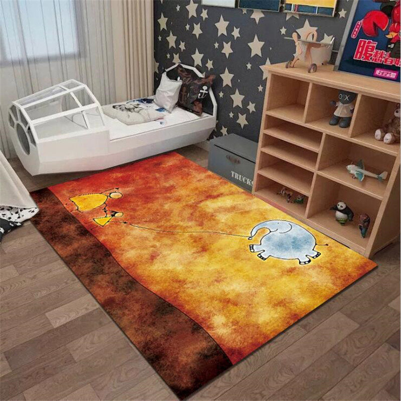 Karpet Lantai Area Anti Selip Burung Kartun Karpet Cetak 3D Karpet Anti-selip Ruang Makan Tamu Karpet Lembut Karpet Anak