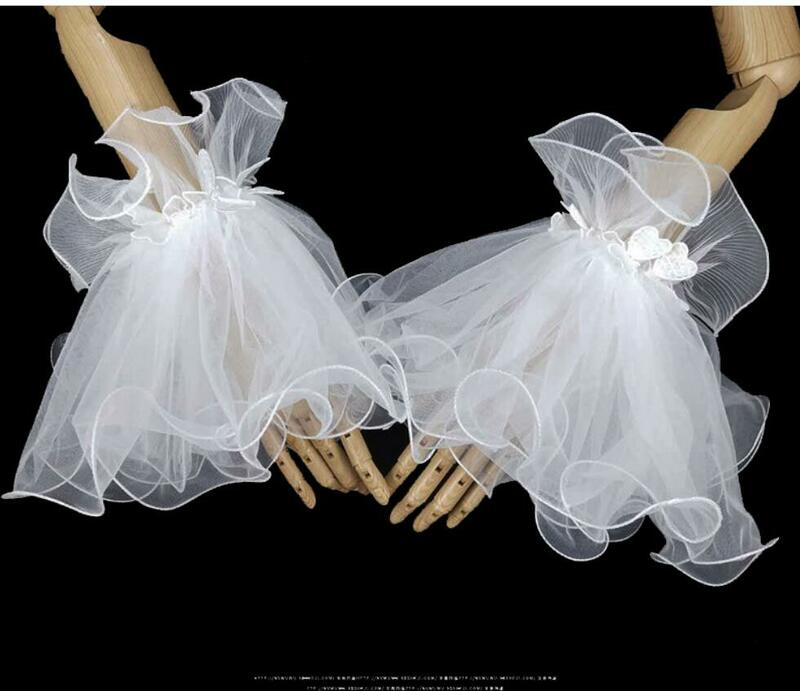 Женские короткие перчатки без пальцев, тюлевые перчатки до запястья, этикетка, перчатки для брака, аксессуары для вечеринки и Косплея