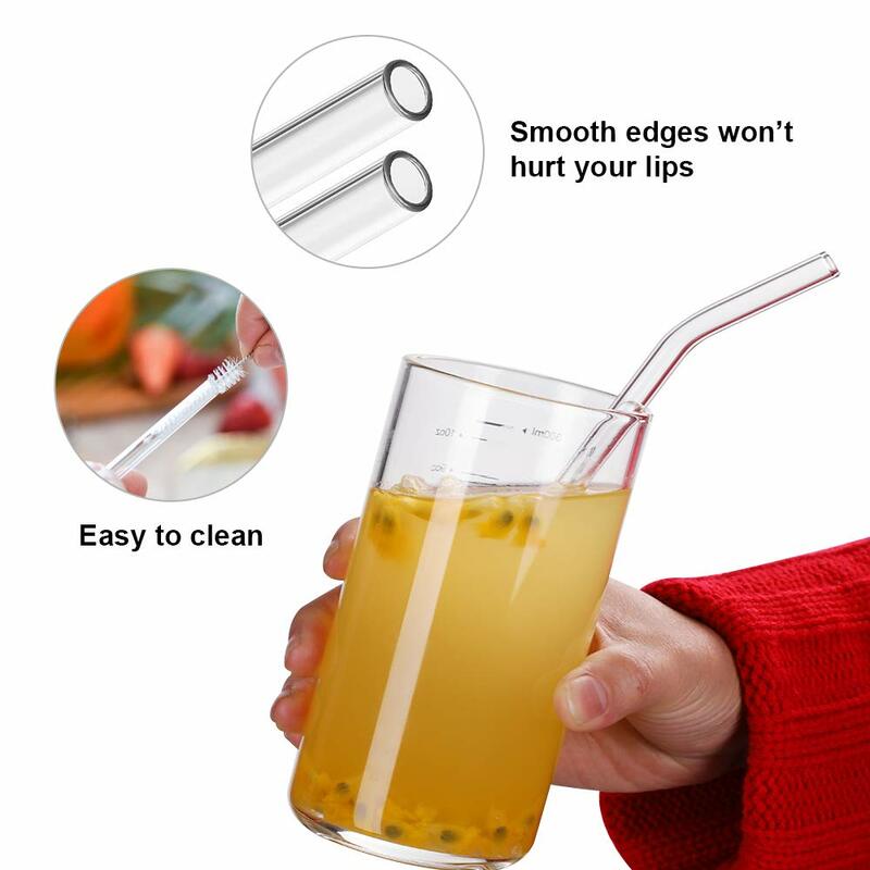 4Pcs Glas Rietjes Herbruikbare Drinken Glas Buis Milieuvriendelijke Met Reinigingsborstel Evenementen Party Gunsten Supplies