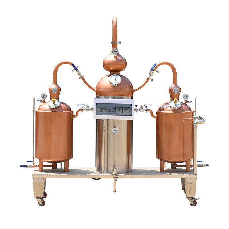 Destilador grande T2, equipo de elaboración de cerveza de doble hervidor de cobre rojo, para vino tinto, vino tinto y cerveza a gran escala