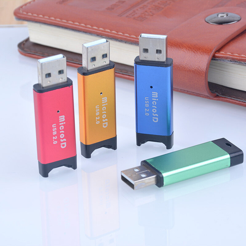Hợp Kim Nhôm Đầu Đọc Thẻ SD USB2.0 Đầu Đọc Thẻ Tốc Độ Cao Thông Minh Thẻ TF Bộ Chuyển Đổi Xách Tay Màu Ngẫu Nhiên