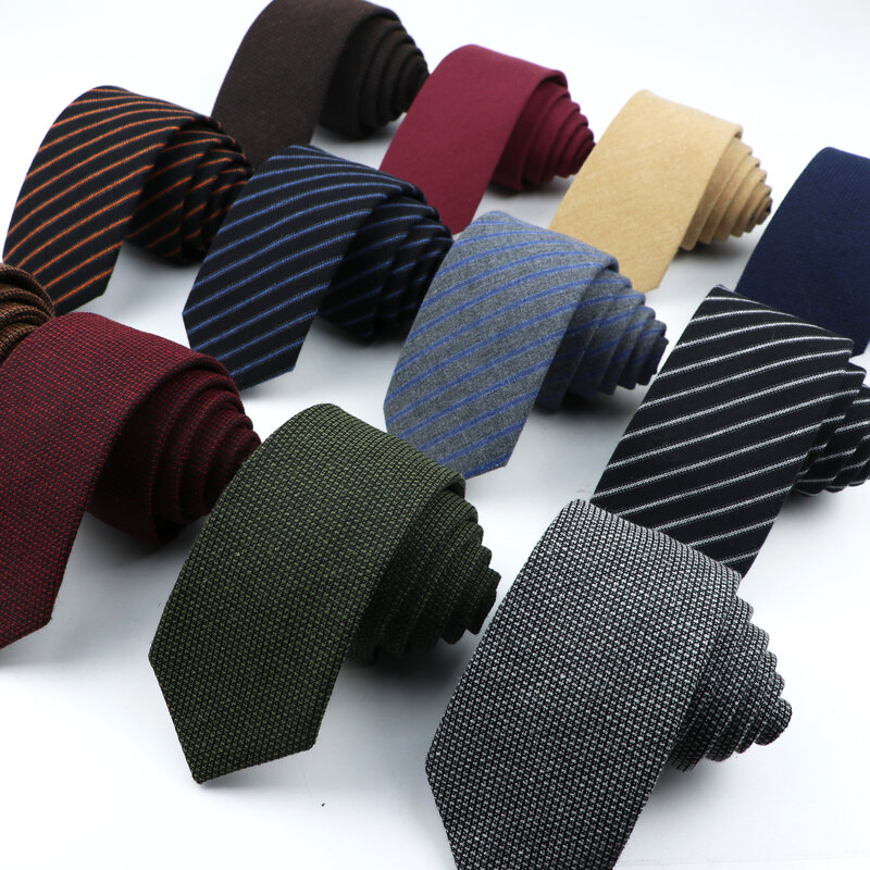 Marca nova gravata masculina cor sólida lã macia magro 6cm jacquard gravata acessórios uso diário cravat festa de casamento presente para o homem