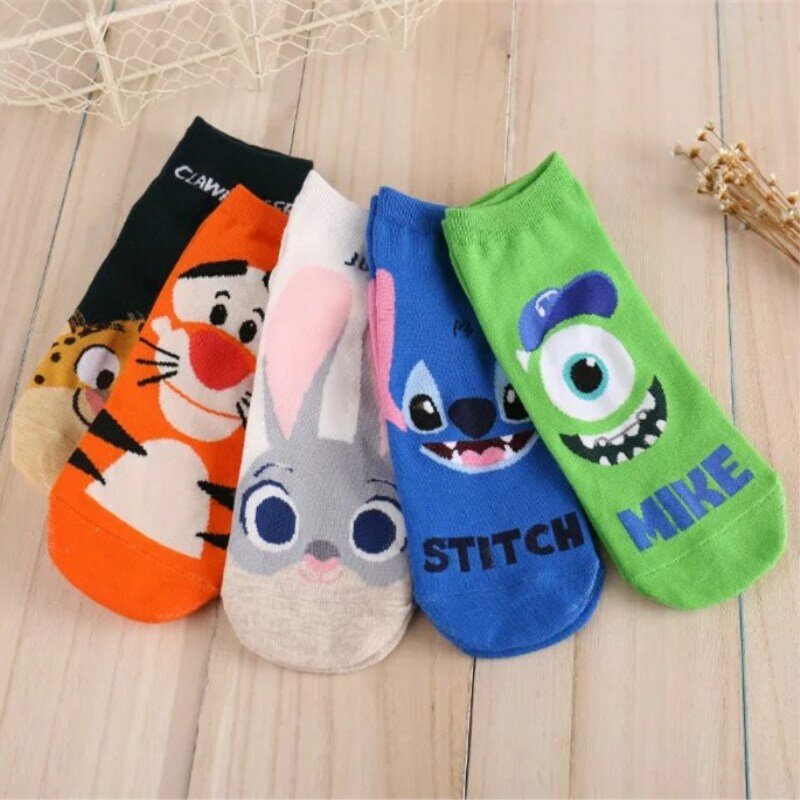 Girl cartoon Disney sweet and cute solid color Mickey Minnie Dais Donald Duck cotton sweat-absorbent tube socks sports socks