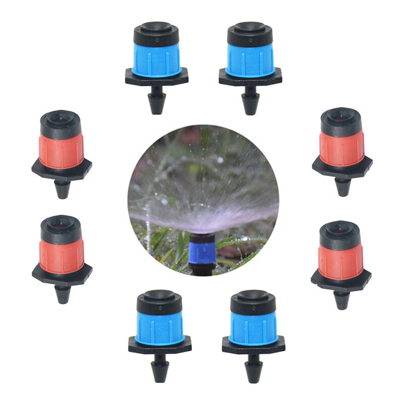 Gotejador para irrigação, 360 graus, ajustável, 4/7mm, mangueira de jardim, irrigação, aspersor de vórtice com conector de 1/4 ", 10 unidades