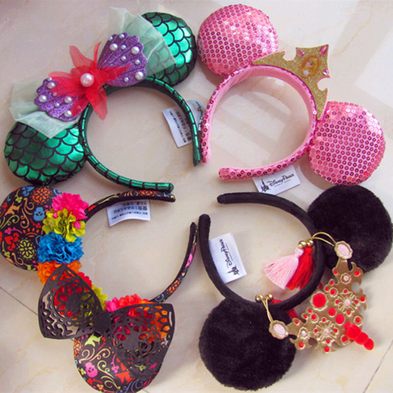 Disney-Diadema de Mickey Mouse para niños y niñas, diadema de felpa con orejas de Minnie Disneyland, juguetes de belleza para Cosplay, decoración de fiesta, 2024