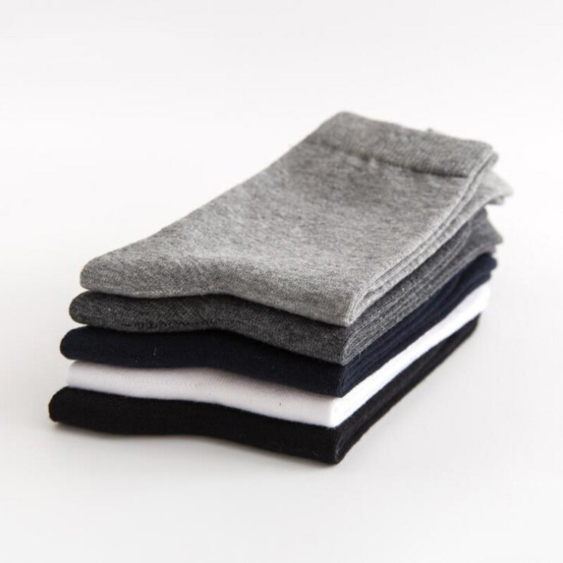 Calcetines largos de algodón 100% puro para hombre, medias tobilleras transpirables de negocios, 5 pares