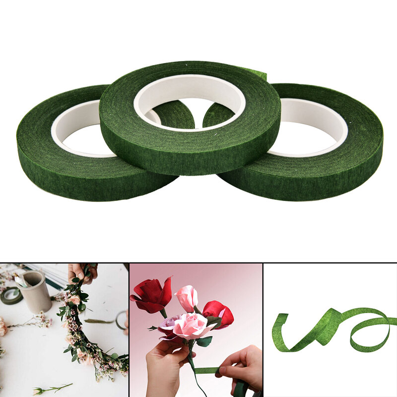 1 Buah Hijau Dekoratif Masking Tape Bunga Buatan Bunga Floral Stem Tape Esealable Pita Elastis DIY Persediaan