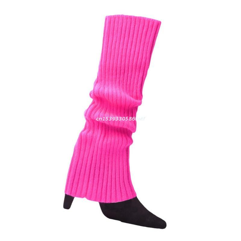 Vrouwen 80S Fluorescerende Neon Gekleurde Knit Beenwarmers Geribbelde Gehaakte Heldere Footless Sokken Kousen Halloween Dance Dropship