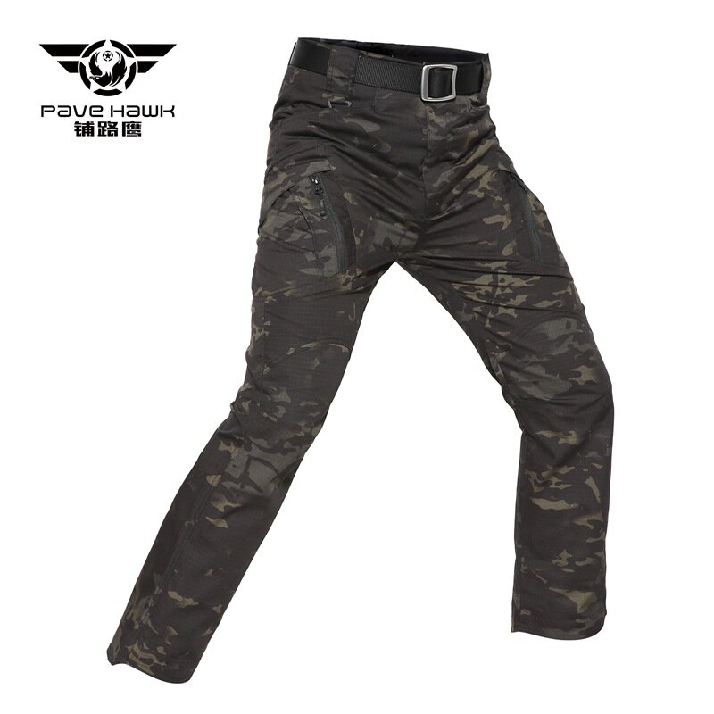 Homem ix9 calças táticas macacão casual ao ar livre calças de camuflagem multi-bolso durável montanhismo wilderness combate calças