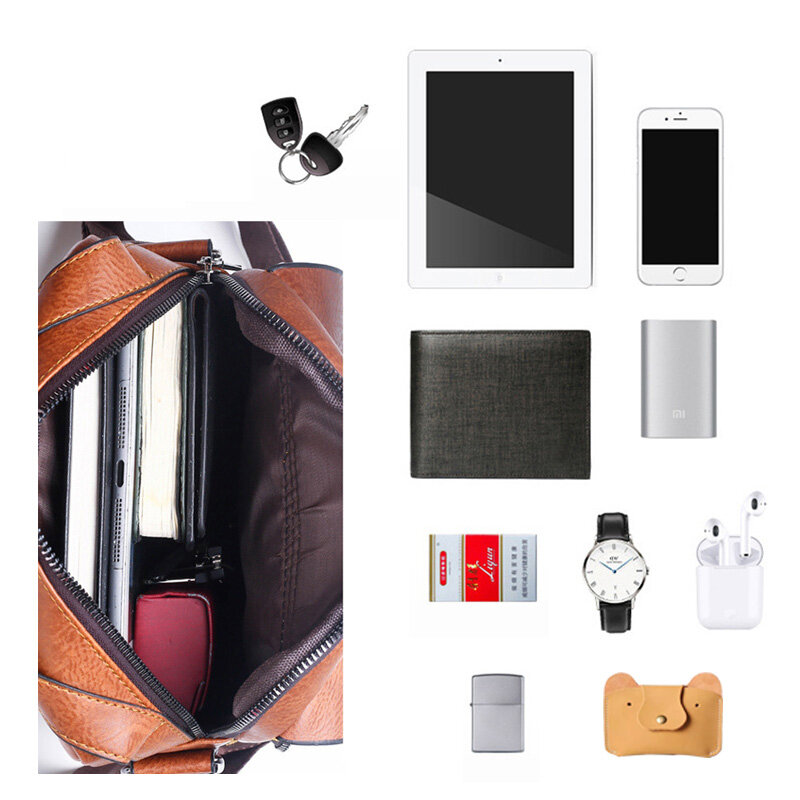 Split Leather Men's Shoulder Crossbody Bags 9.7Inch Ipad Office Messenger Bag for Men Business Handbag Male Brown Sling Bag