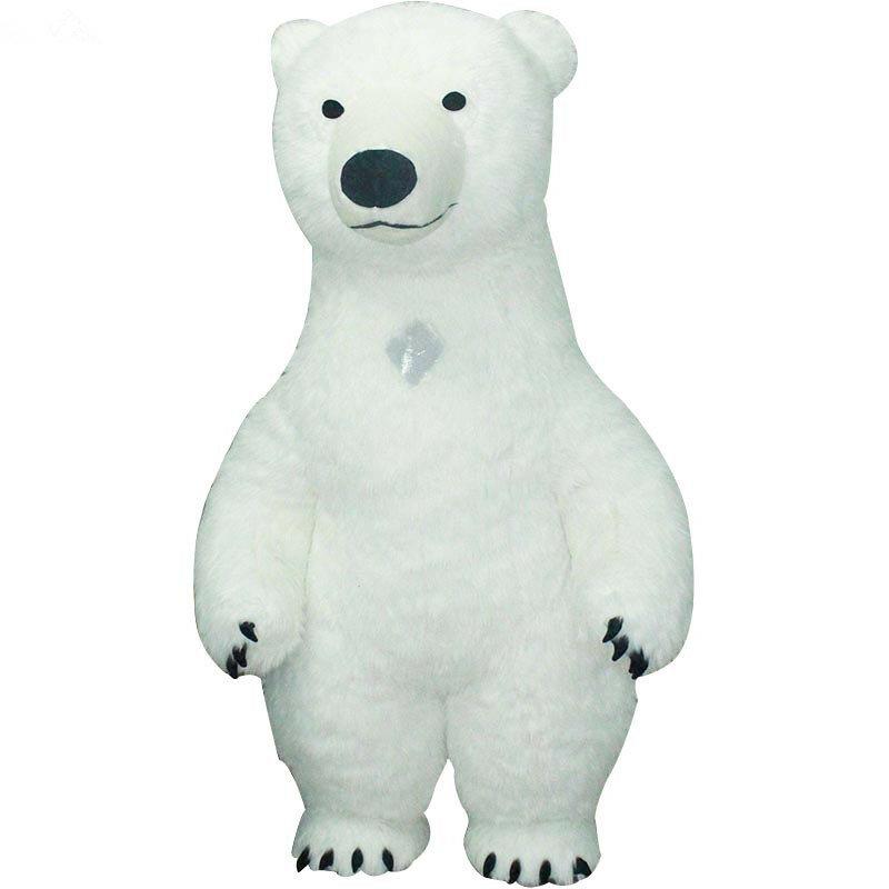 Traje inflável de urso polar para adulto, traje de mascote branco, publicidade para homem, personalizar, cabelo curto, 2.6m