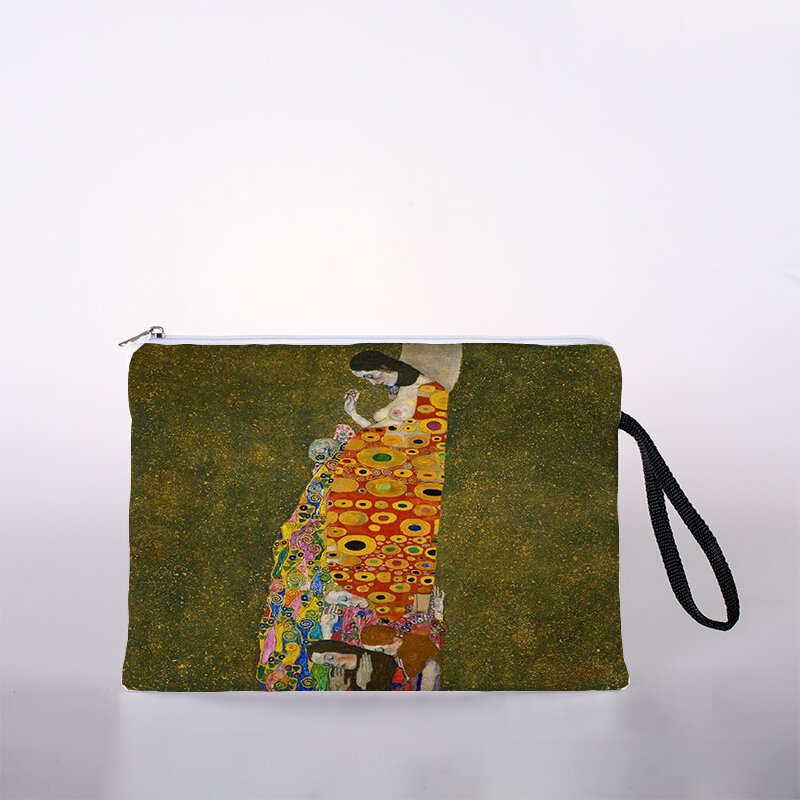 Золотая косметичка с масляным рисунком, Женская Мини косметичка, сумка для хранения, дорожная сумка для хранения