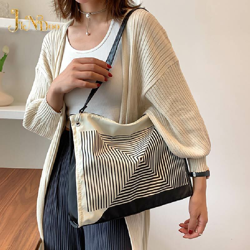 2021 New Vintage Design duża pojemność kobiet torba na ramię luksusowe Shopper torebki kobiece przestrzeń Pad płótno duża torebka kobiece torebki