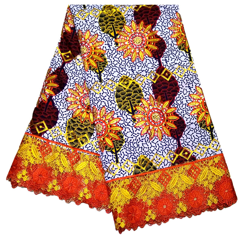 Dashiki 2019 Stampe Cera Africano Del Merletto Del Ricamo Del Tessuto Cera Reale di Alta Qualità Ankara 6 yards Tessuto Africano per il Vestito Da Partito