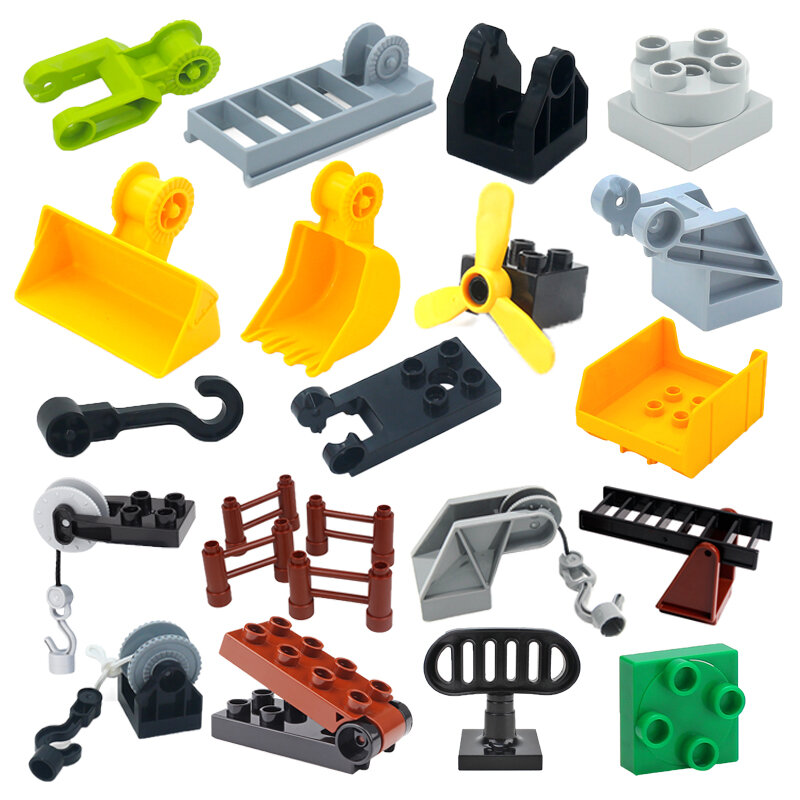 Creativity Big Size Building Blocks Construction Mechanical Accessories Hook Ladder Compatible Bricks Assemble Toys For Children