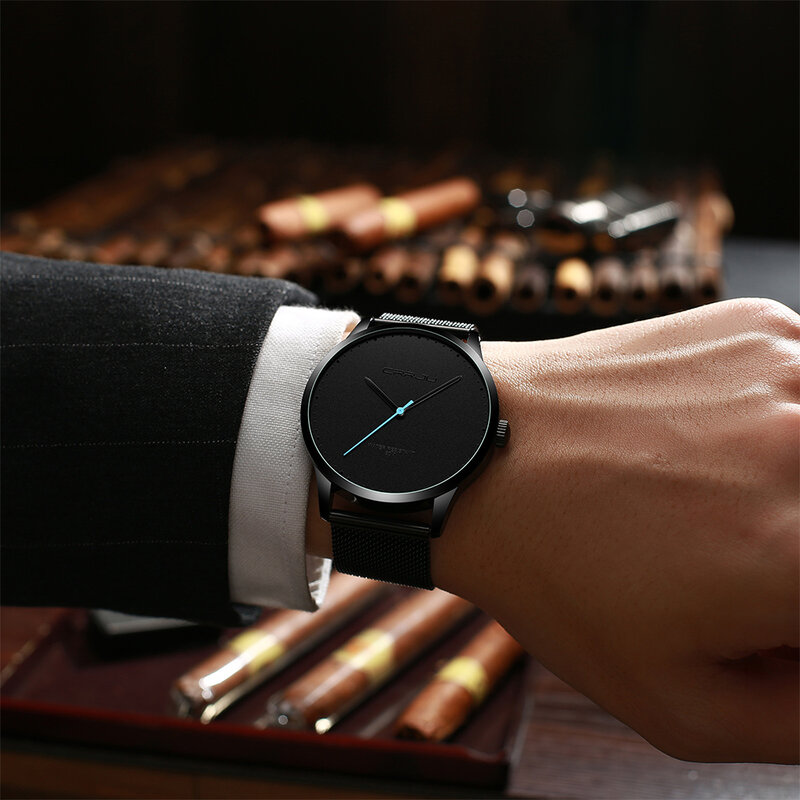 CRRJU-Reloj de pulsera de cuarzo para hombre, cronógrafo informal de negocios, deportivo, ultradelgado, resistente al agua, Masculino