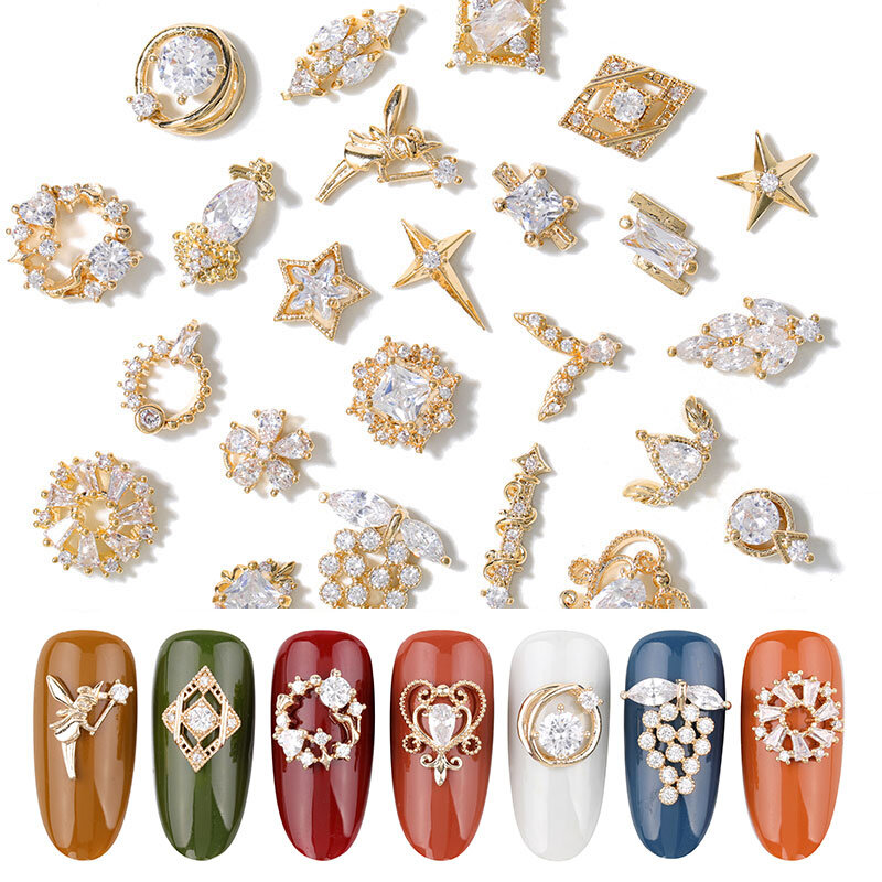 2 peças de metal 3d zircão arte do prego jóias japonês unhas decorações qualidade superior zircão cristal manicure zircão diamante encantos