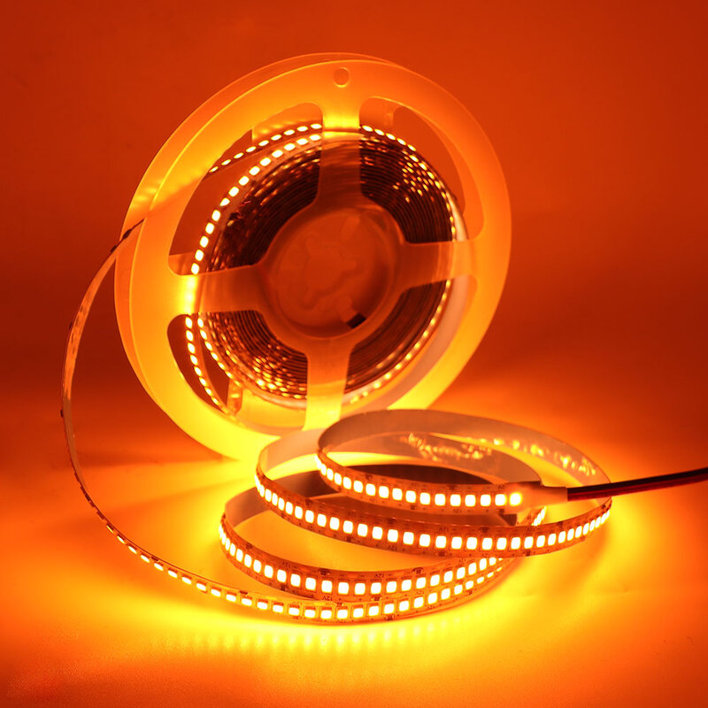 Tira de luces LED Flexible para decoración de dormitorio, cinta de 12V de CC, SMD 2835, 240Leds/m, resistente al agua, color blanco cálido y naranja, 5M