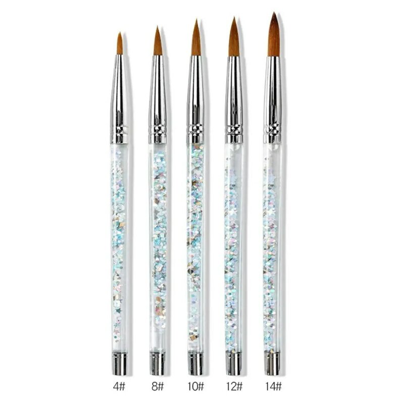 Tool With Liquid Glitter Handle Nail Painting Pen For Acrylic Powder 100% Nylon Acrylic Nail Brush Nail Art Brush