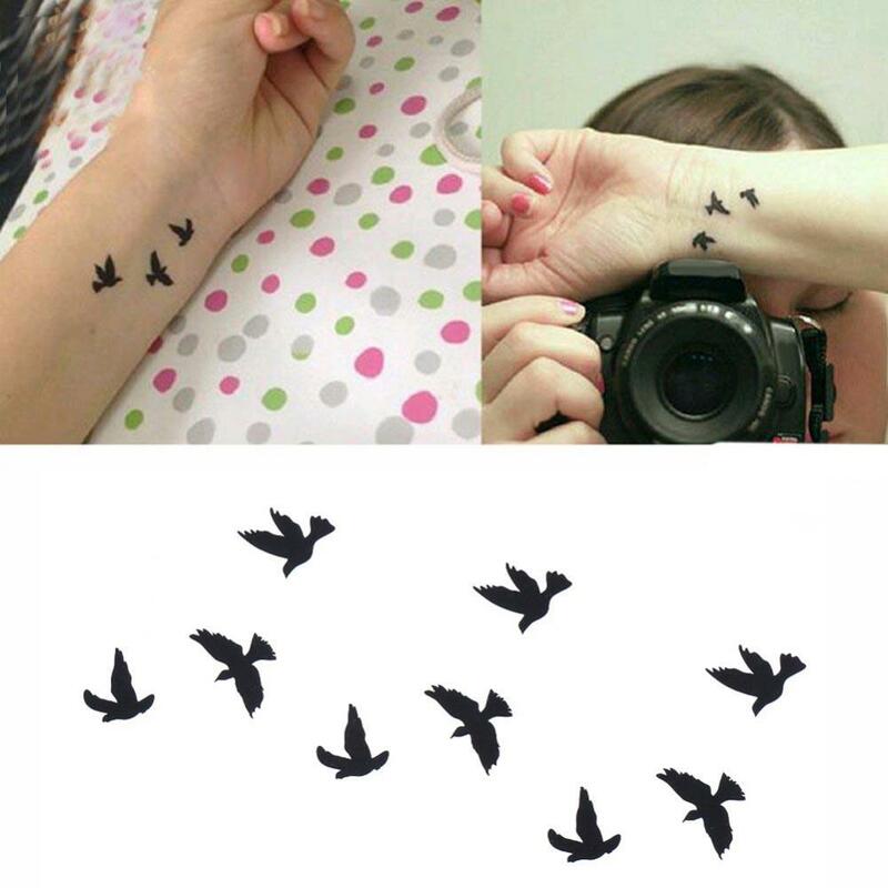 หญิงแฟชั่น Birds Fly กันน้ำชั่วคราว Tattoo สติกเกอร์ Body Art Decal เอวกันน้ำที่มีสีสันชั่วคราว Tattoo สติกเกอร์ N
