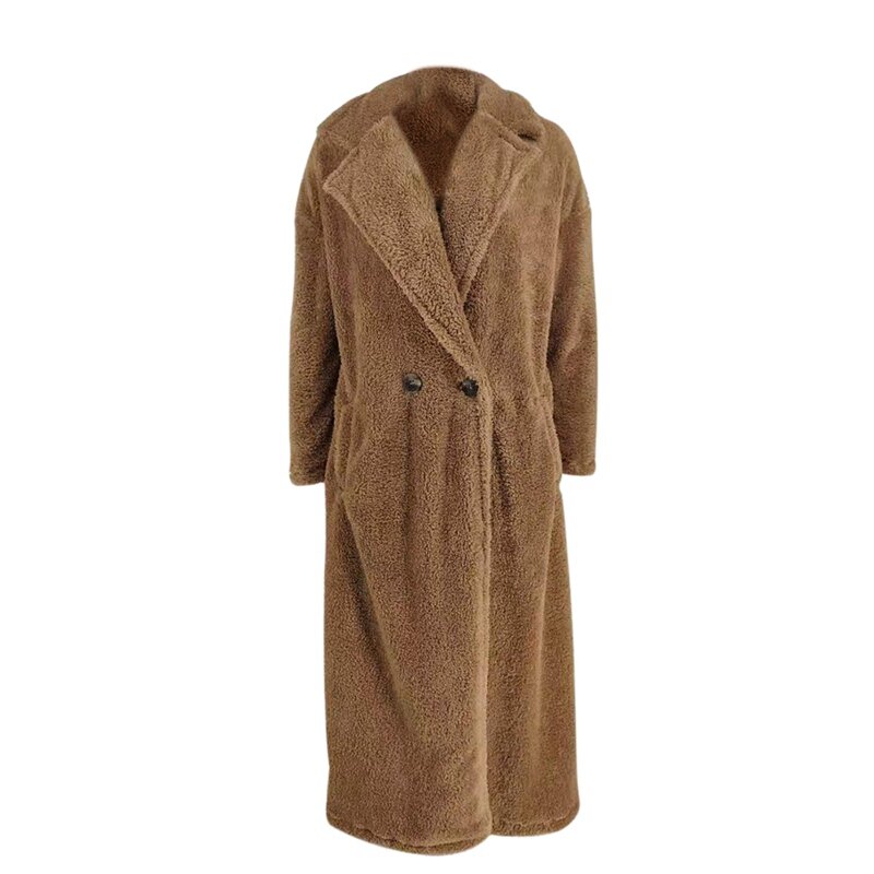 Puimentiua-abrigo largo de Invierno para mujer, abrigo largo de piel sintética, chaqueta de peluche de pelo cálido, abrigo de peluche de talla grande, prendas de vestir, 2020