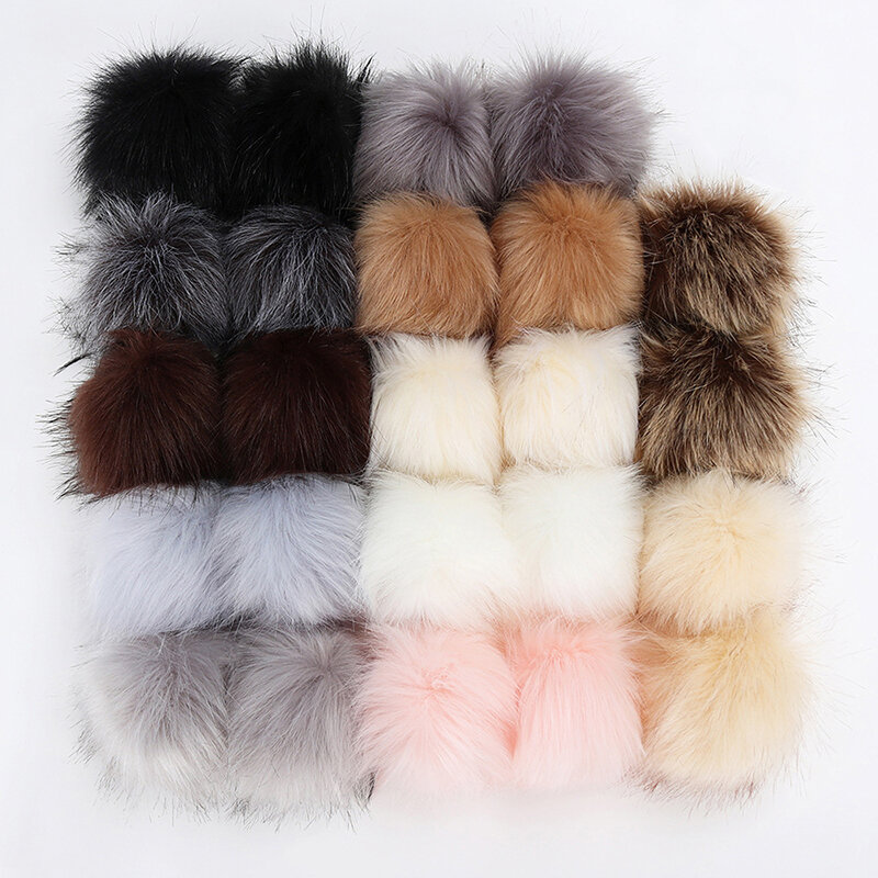 12/14 Pcs 8cm False Hairball Hat Ball Fur Pompom Fake Fox Hat Ball Pom Pom With Rubber Band Diy Clothing Hat Accessories