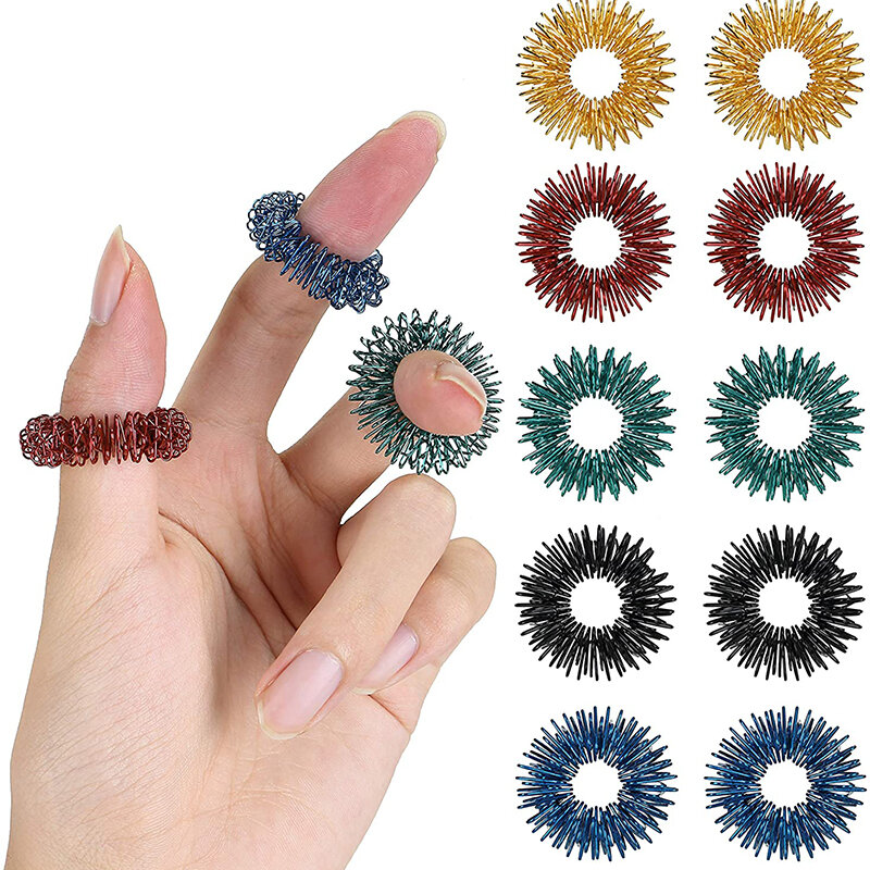 Spiky Finger Ring Toy Massager Decompression Stress Relief Sensory Spring Fingers Autism Anti Stress Rings Autism Anti Kids Toy