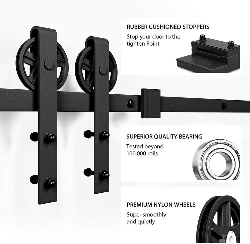 Kit di ferramenta per porte scorrevoli per fienile binario per fienile industriale porta in legno porta dell'armadio interno Kit di binari per porte da cucina Hardware per binari