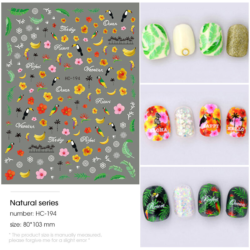 HNUIX Newest 3d nail art sticker Flowers Motifs  Nails Art manicure decal decorations design nail sticker for nail beauty tips