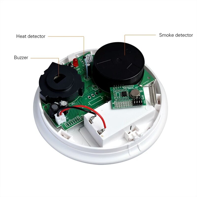 Wireless Smoke & Temperature Sensor 433mhz For Hotel Home Smoke Heat Detector