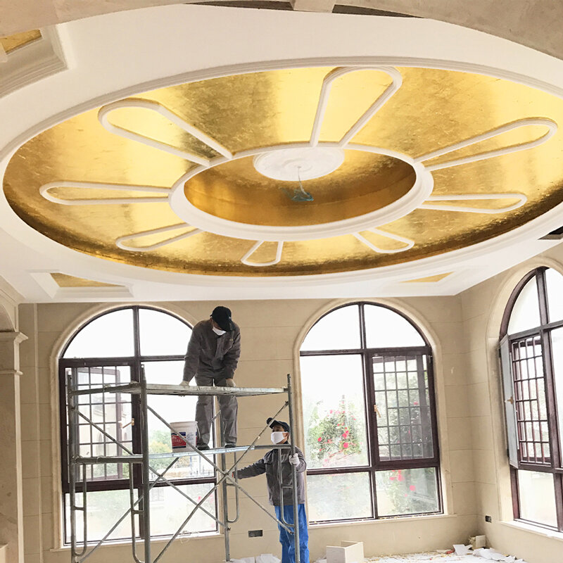 10 Buah 8X8, 5Cm Lembaran Daun Emas Imitasi Kertas Kerajinan Berwarna untuk Perlengkapan Kerajinan Seni DIY Dekorasi Kuku Patung Rumah Berlapis Emas