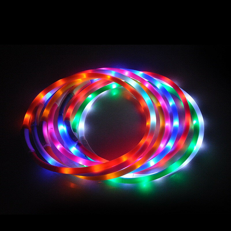 200Pcs Led Luminous Pet Dog Collars USB Charging Glowing Adjustable Necklace Outdoor Training Accessories Supplies