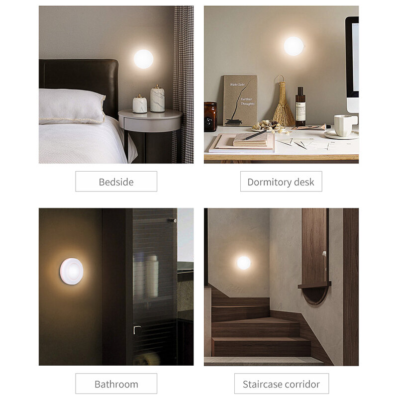 Sensore di movimento intelligente lampada da notte a LED lampada da parete per camera da letto lampada da parete decorativa ricaricabile USB lampada per scale armadio illuminazione corridoio