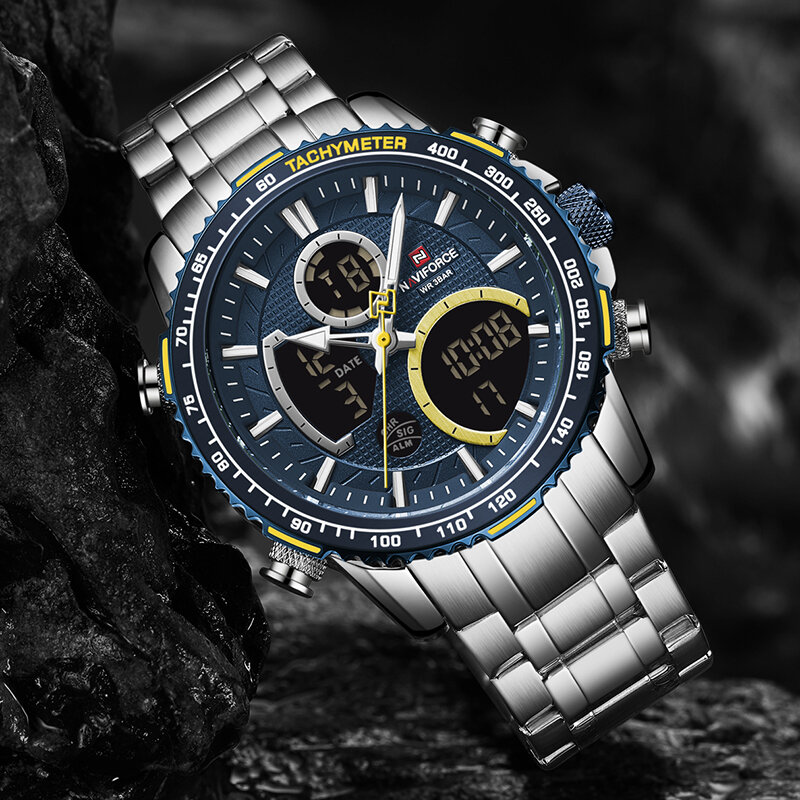 NAVIFORCE hommes montre haut de gamme marque grand cadran Sport montres hommes chronographe Quartz montre-bracelet Date mâle horloge Relogio Masculino