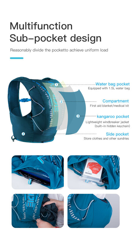 AONIJIE C962S обновленный 12L спортивный внедорожный рюкзак для бега сумка для гидратации жилет мягкий для пеших прогулок велосипедный марафон гонки