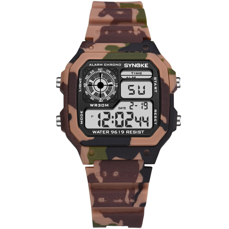 Synoke Mannen Digitale Horloge Mode Camouflage Militaire Horloge Waterdichte Digitale Horloges Running Klok Relogio Masculino