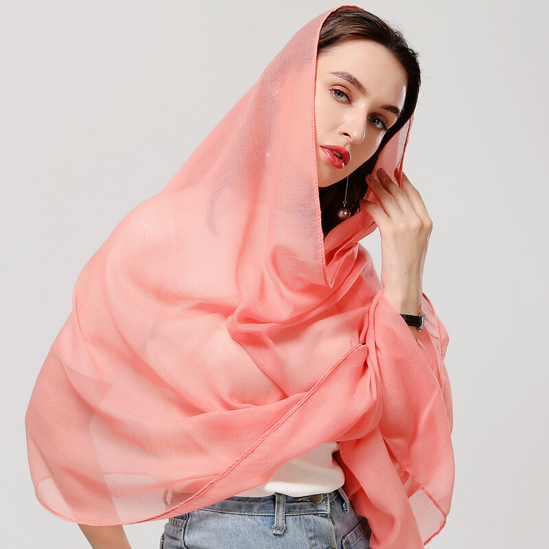 ฤดูร้อนฟองฝ้ายผ้าพันคอผู้หญิงนุ่ม Hijab Pashmina Foulard Shawls Wraps ฤดูหนาวผ้าพันคอ Stole 2022ใหม่