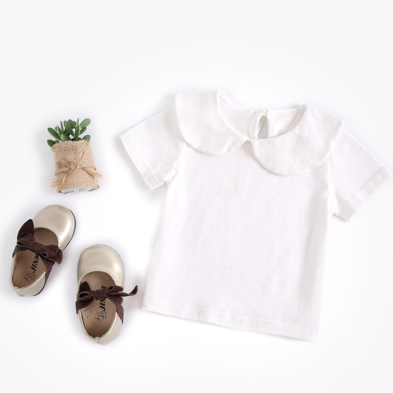Sanlutoz-bebê meninas algodão macio t-shirt, bonito bebês tops, roupas brancas, recém-nascidos criança camisas, roupas casuais