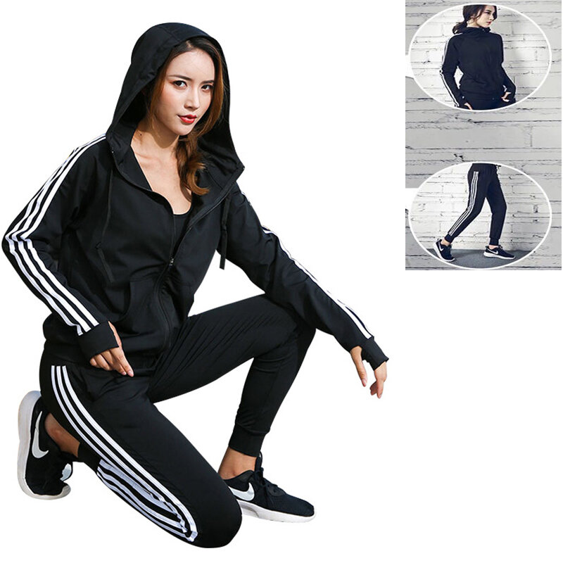 Women Tracksuit Yoga Set Loose Sports Jacket Sweatshirt Sports Harem Pants Gym Fitness Running Jog Set Sportswear